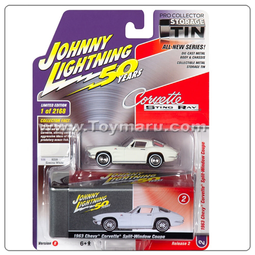 1/64 다이캐스트 Johnny Lightning 1963 Chevy Corvette (50주년 기념) (화이트)